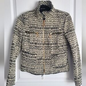 Zara | Black and Cream Tweed Blazer